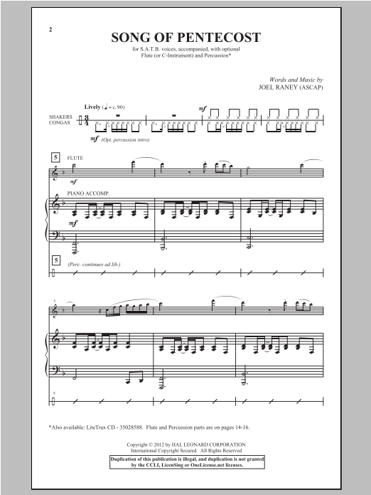 Joel Raney Song Of Pentecost Sheet Music Notes & Chords for SATB - Download or Print PDF