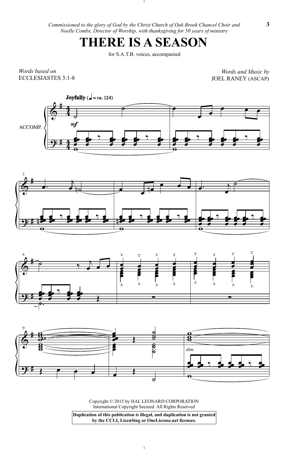 Joel Raney There Is A Season Sheet Music Notes & Chords for SATB - Download or Print PDF