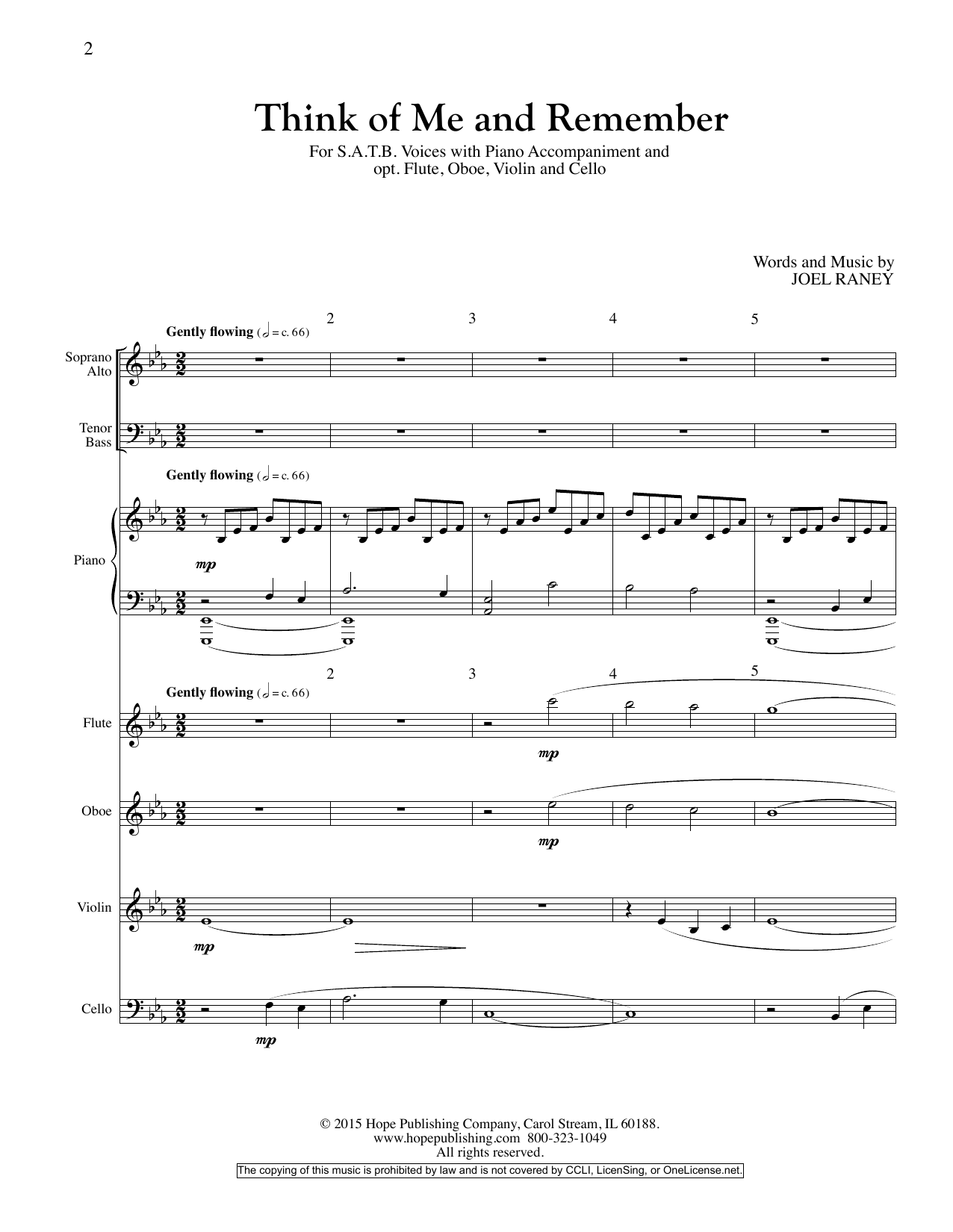 Joel Raney Think Of Me And Remember - Full Score Sheet Music Notes & Chords for Choir Instrumental Pak - Download or Print PDF
