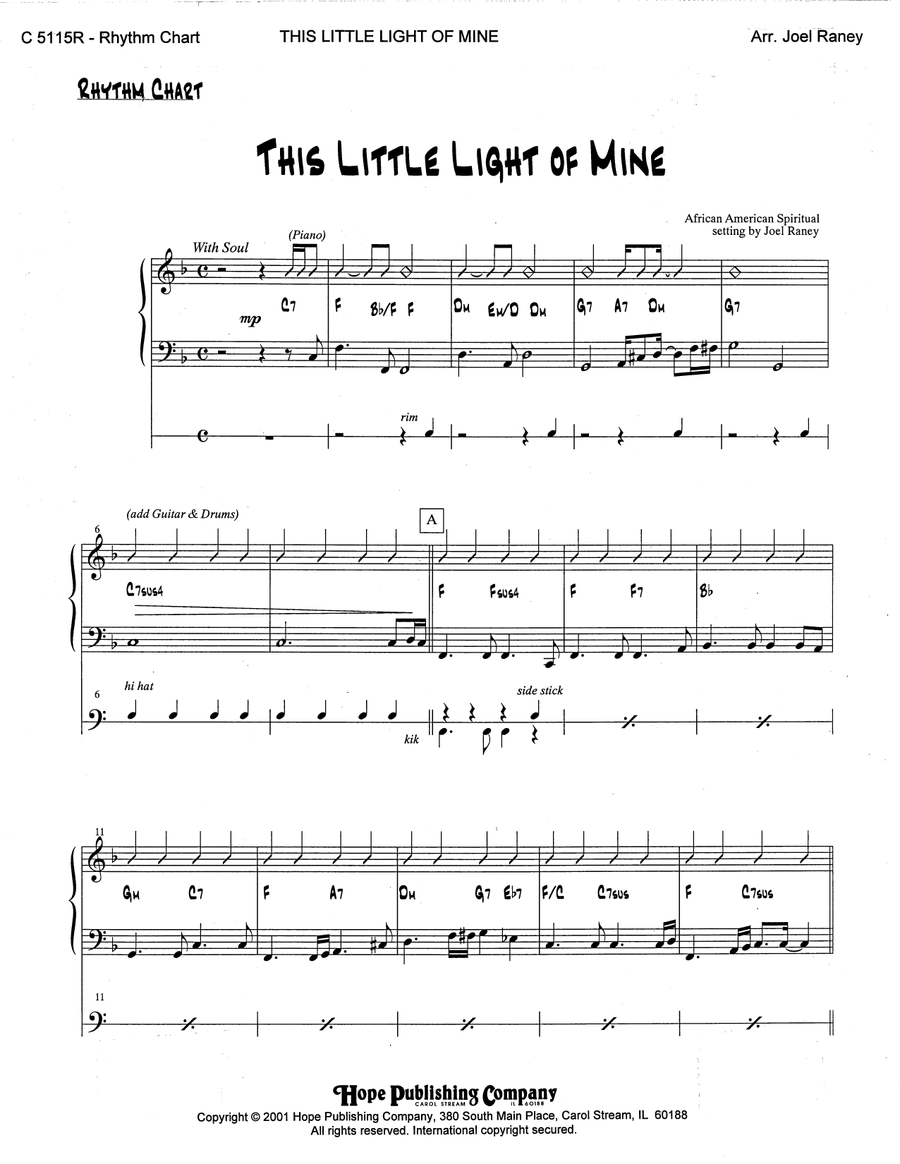 Joel Raney This Little Light of Mine - Rhythm Sheet Music Notes & Chords for Choir Instrumental Pak - Download or Print PDF