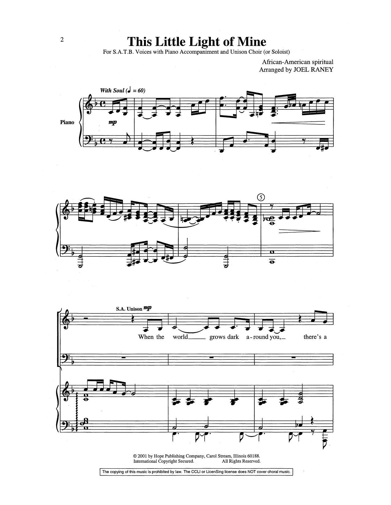 Joel Raney This Little Light of Mine Sheet Music Notes & Chords for Choir - Download or Print PDF