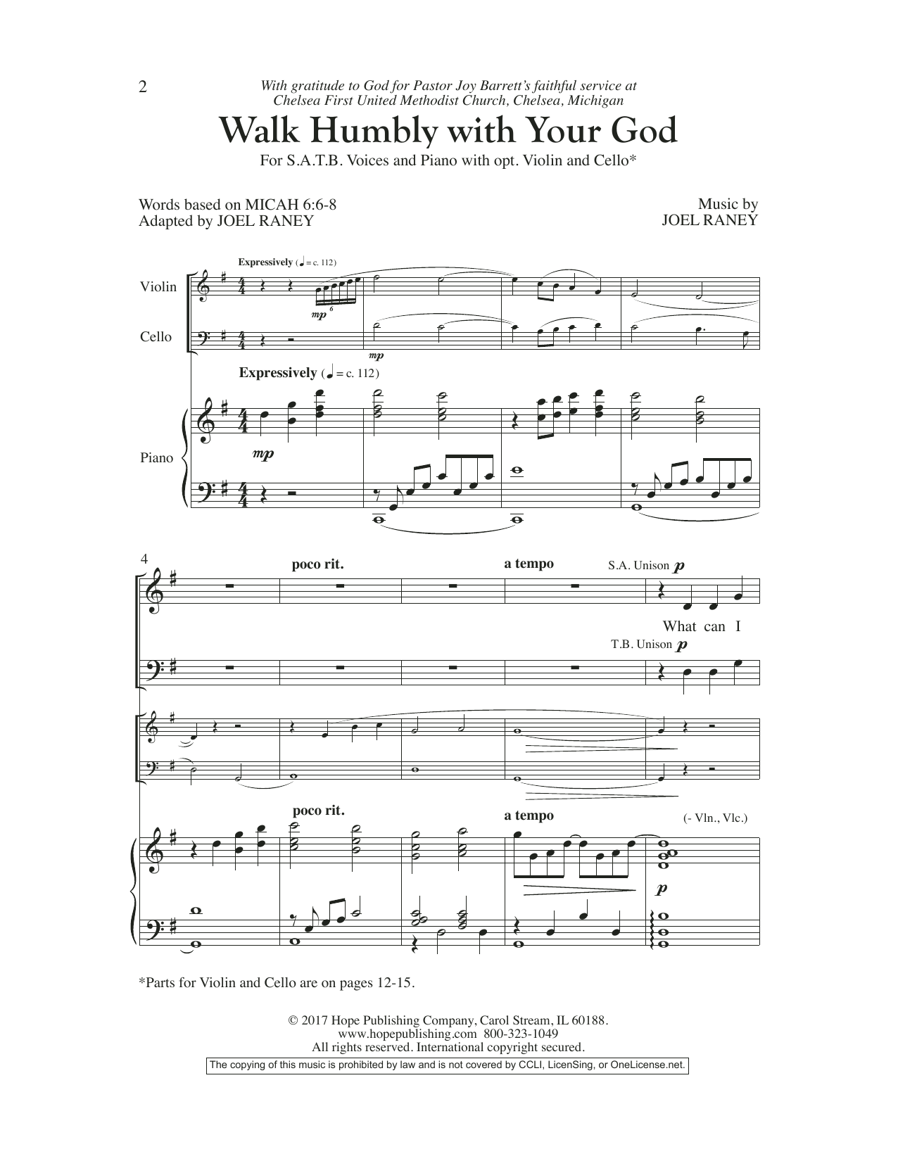 Joel Raney Walk Humbly With Your God Sheet Music Notes & Chords for Choir - Download or Print PDF
