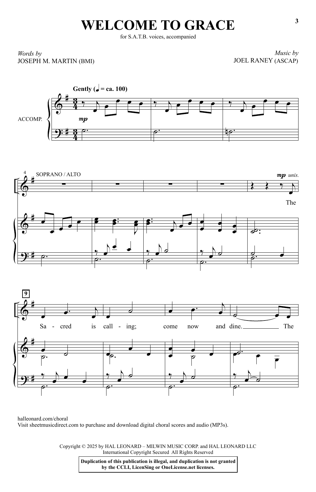 Joel Raney Welcome To Grace Sheet Music Notes & Chords for SATB Choir - Download or Print PDF