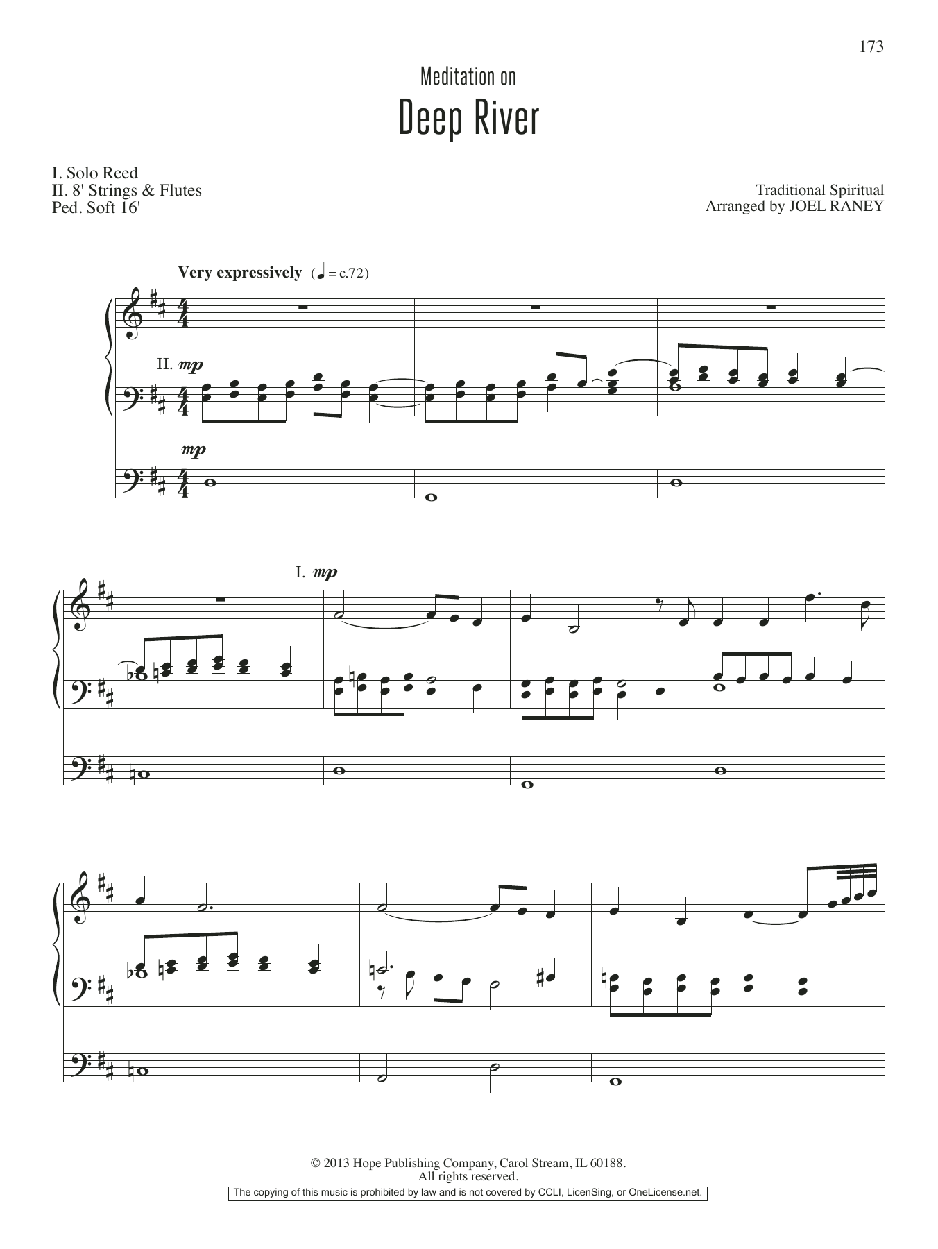 JOEL RAYNEY Deep River Sheet Music Notes & Chords for Organ - Download or Print PDF
