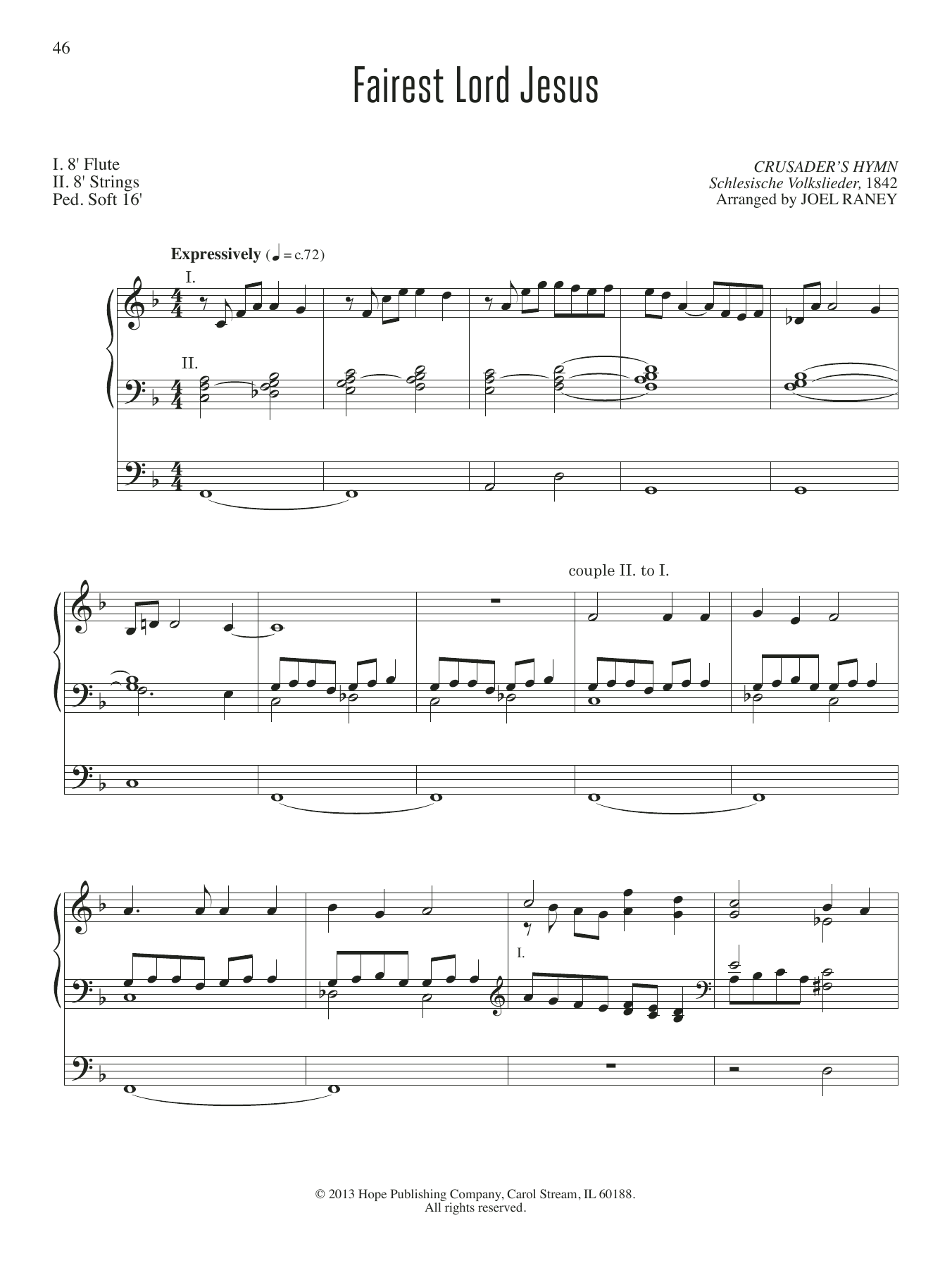 JOEL RAYNEY Fairest Lord Jesus Sheet Music Notes & Chords for Organ - Download or Print PDF