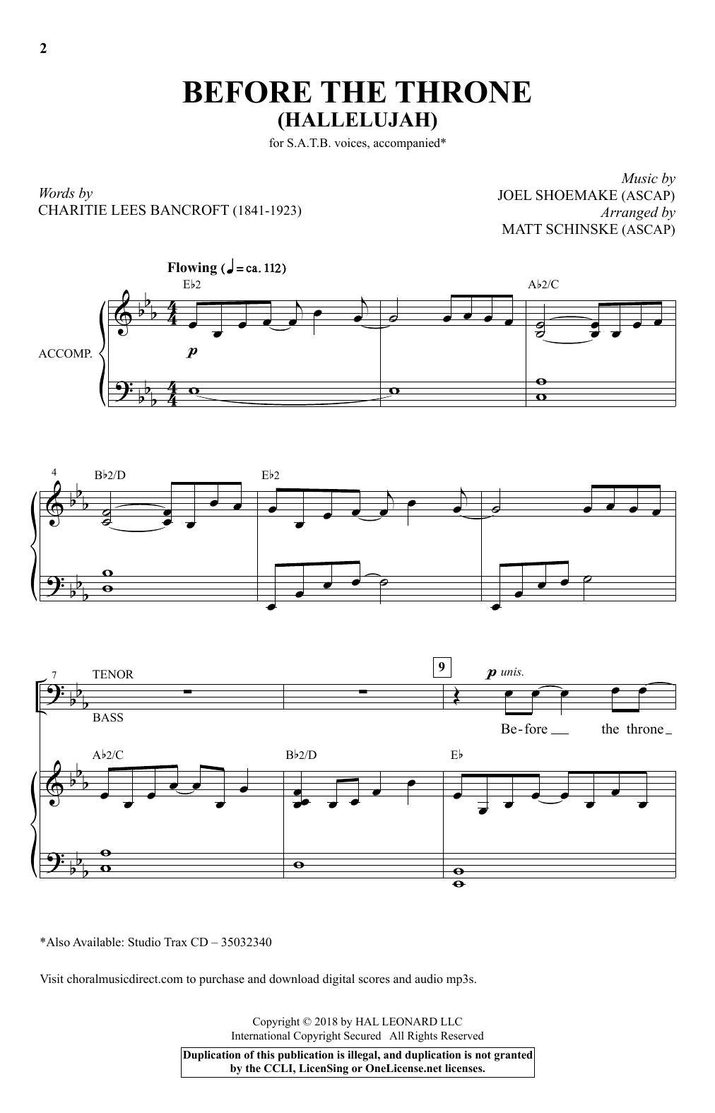 Joel Shoemake Before The Throne (Hallelujah) (arr. Matt Schinske) Sheet Music Notes & Chords for SATB Choir - Download or Print PDF