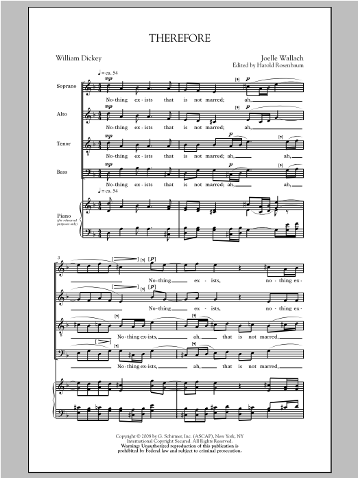 Joelle Wallach Therefore Sheet Music Notes & Chords for SATB - Download or Print PDF