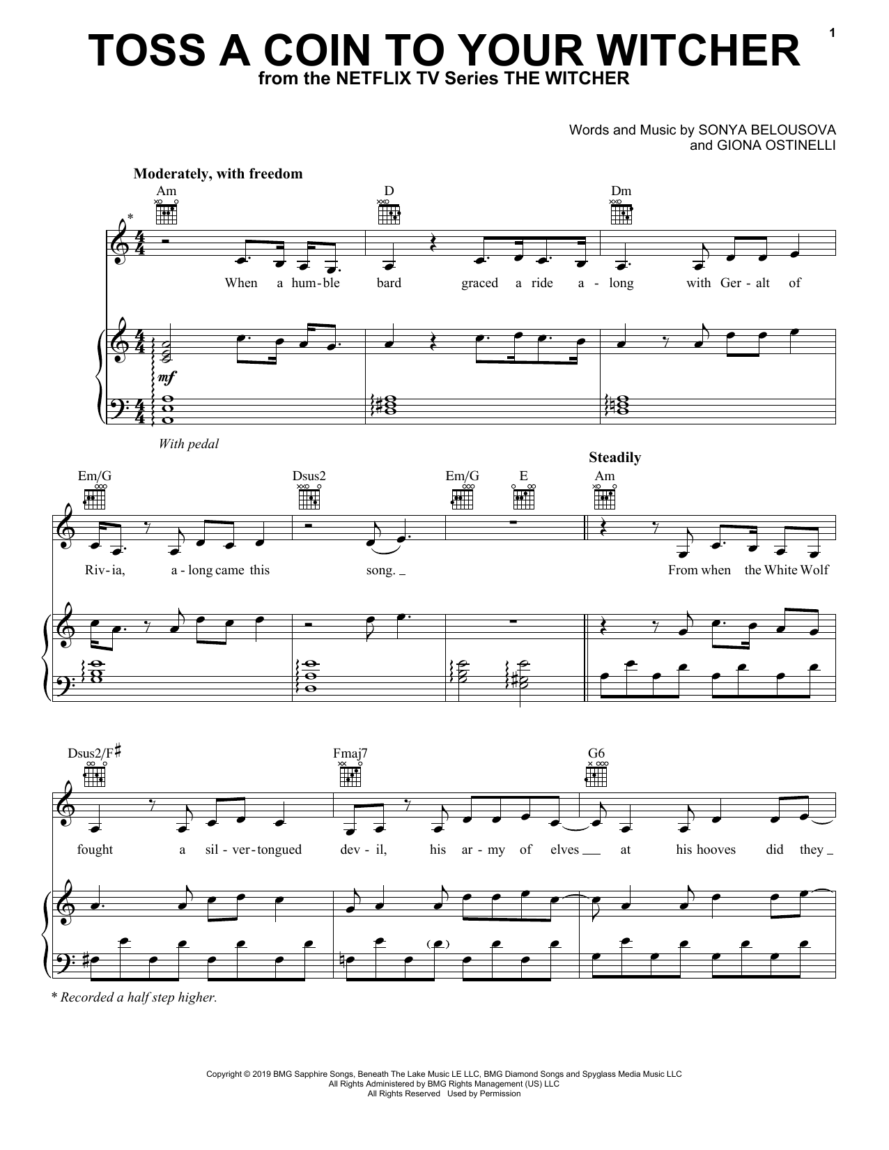 Joey Batey Toss A Coin To Your Witcher (from The Witcher) Sheet Music Notes & Chords for Piano, Vocal & Guitar (Right-Hand Melody) - Download or Print PDF