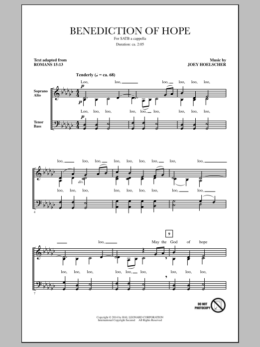 Joey Hoelscher Benediction Of Hope Sheet Music Notes & Chords for SATB - Download or Print PDF