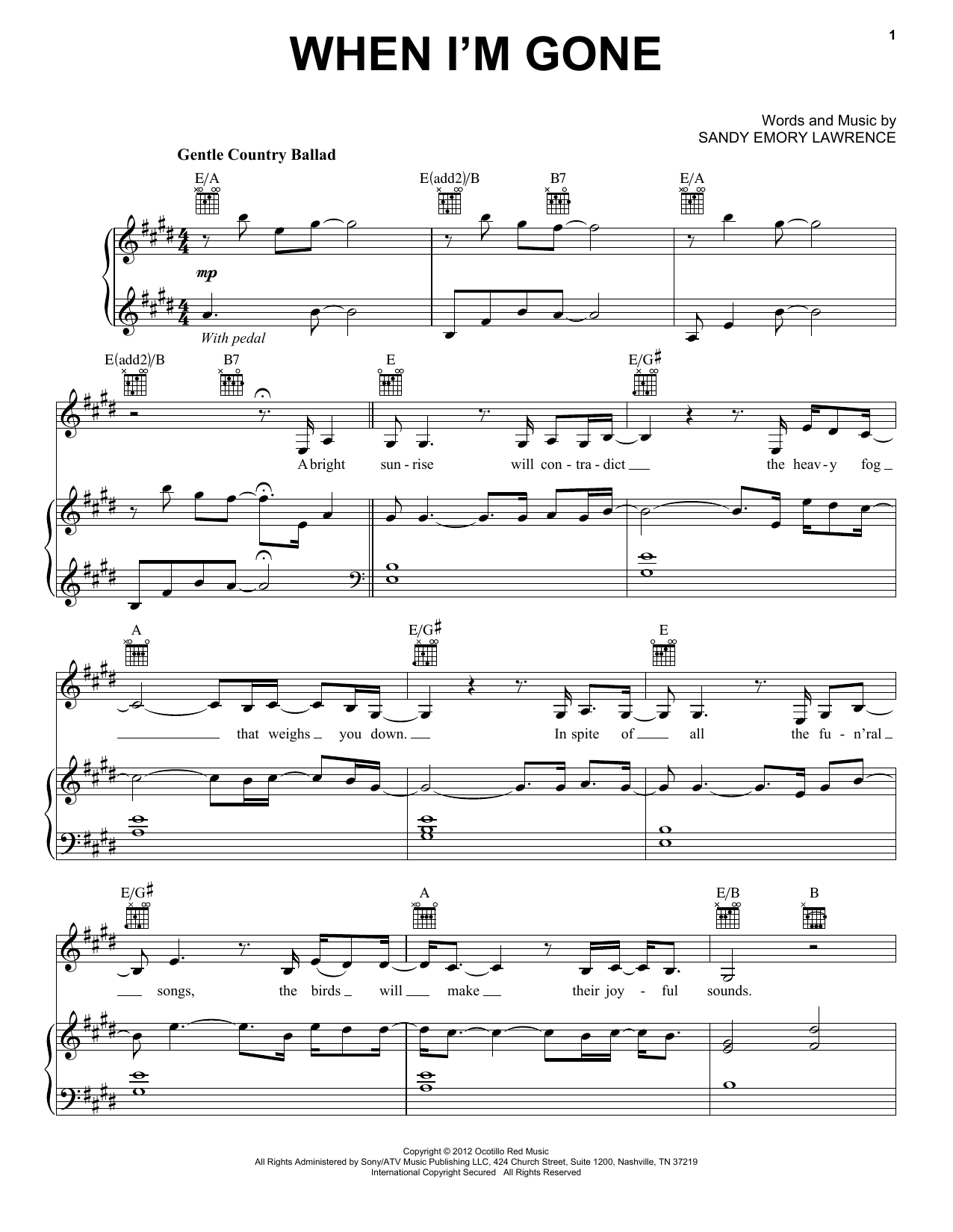 Joey+Rory When I'm Gone Sheet Music Notes & Chords for Piano, Vocal & Guitar (Right-Hand Melody) - Download or Print PDF