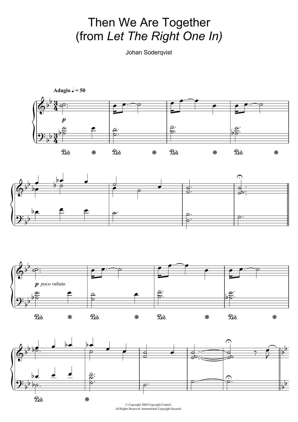 Johan Soderqvist Then We Are Together (from Let The Right One In) Sheet Music Notes & Chords for Piano - Download or Print PDF