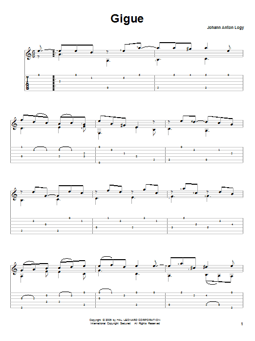 Johann Anton Logy Gigue Sheet Music Notes & Chords for Guitar Tab - Download or Print PDF