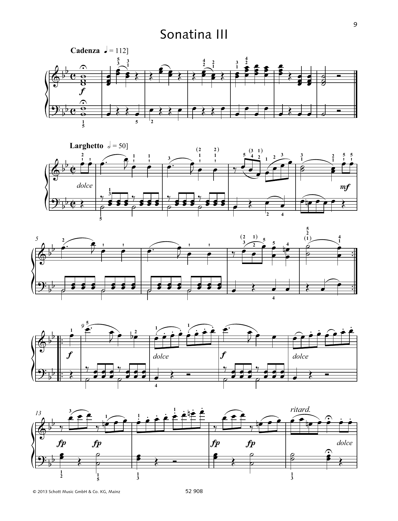 Johann Baptist Vanhal Sonatina III Sheet Music Notes & Chords for Piano Solo - Download or Print PDF