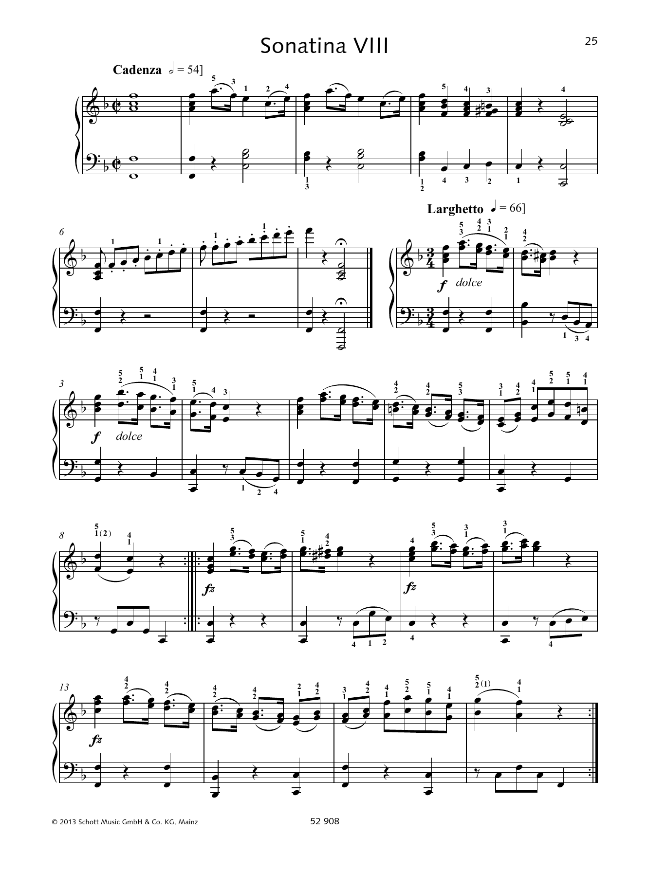 Johann Baptist Vanhal Sonatina VIII Sheet Music Notes & Chords for Piano Solo - Download or Print PDF
