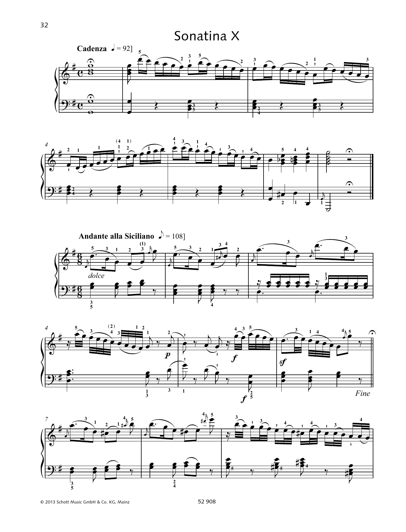 Johann Baptist Vanhal Sonatina X Sheet Music Notes & Chords for Piano Solo - Download or Print PDF