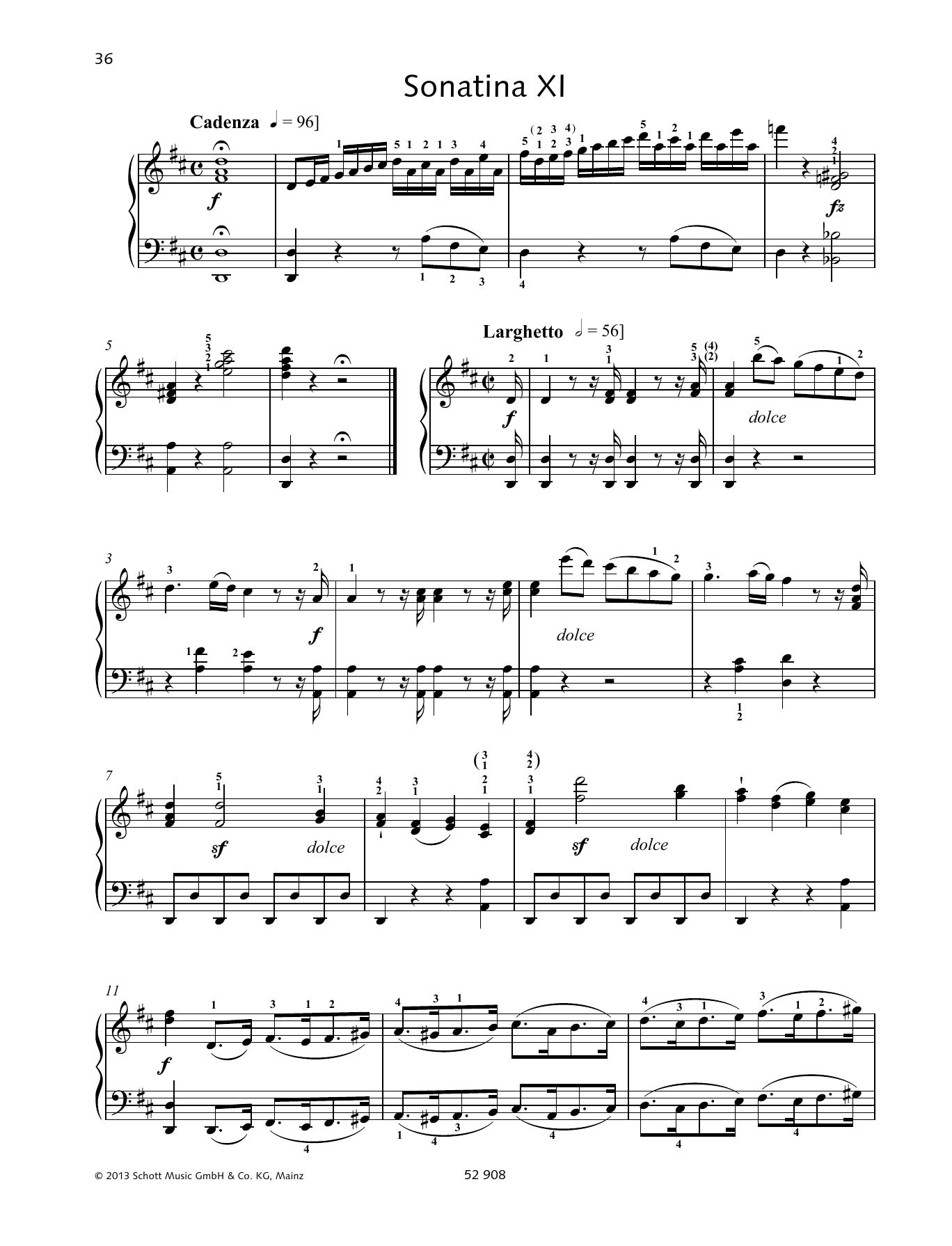 Johann Baptist Vanhal Sonatina XI Sheet Music Notes & Chords for Piano Solo - Download or Print PDF