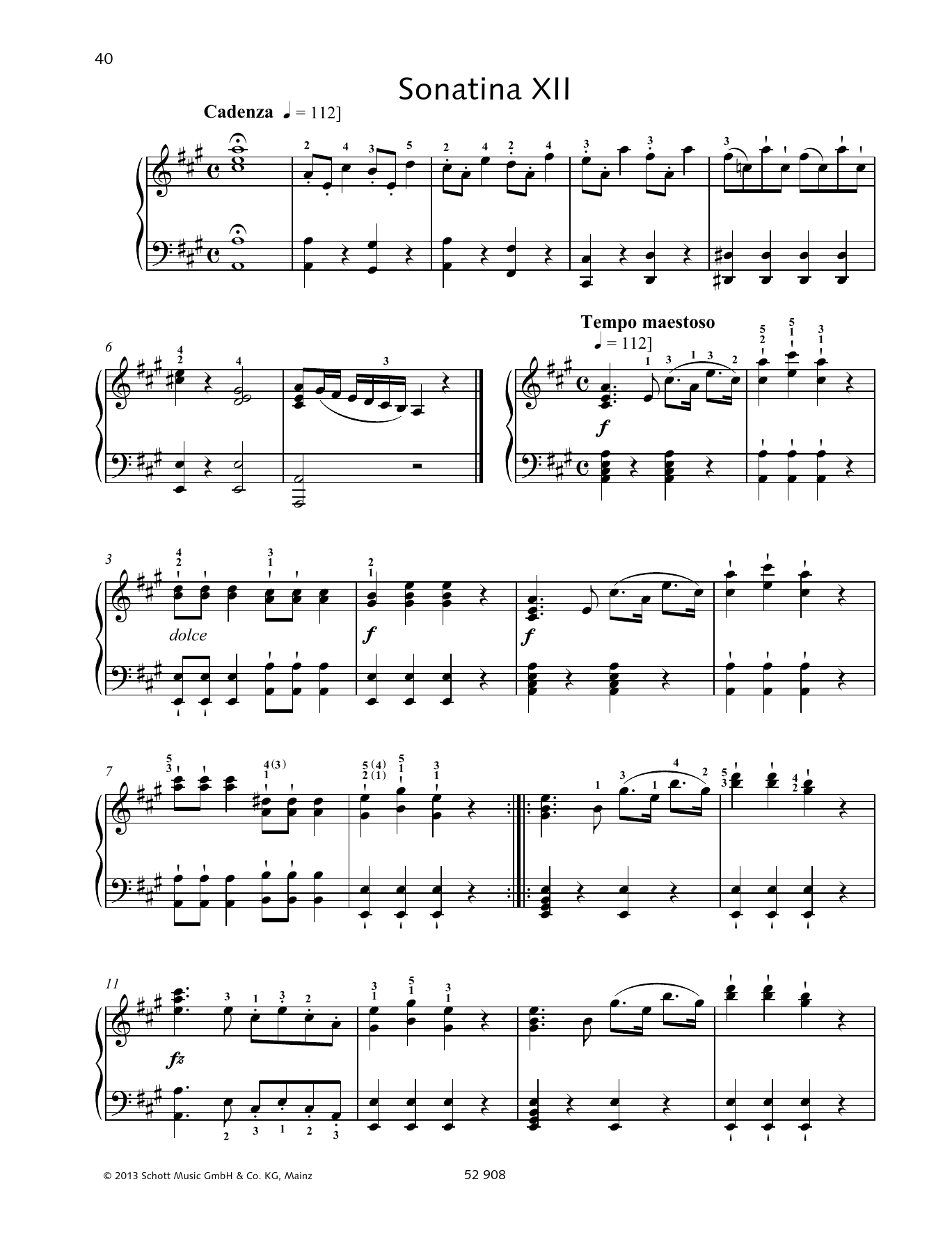 Johann Baptist Vanhal Sonatina XII Sheet Music Notes & Chords for Piano Solo - Download or Print PDF