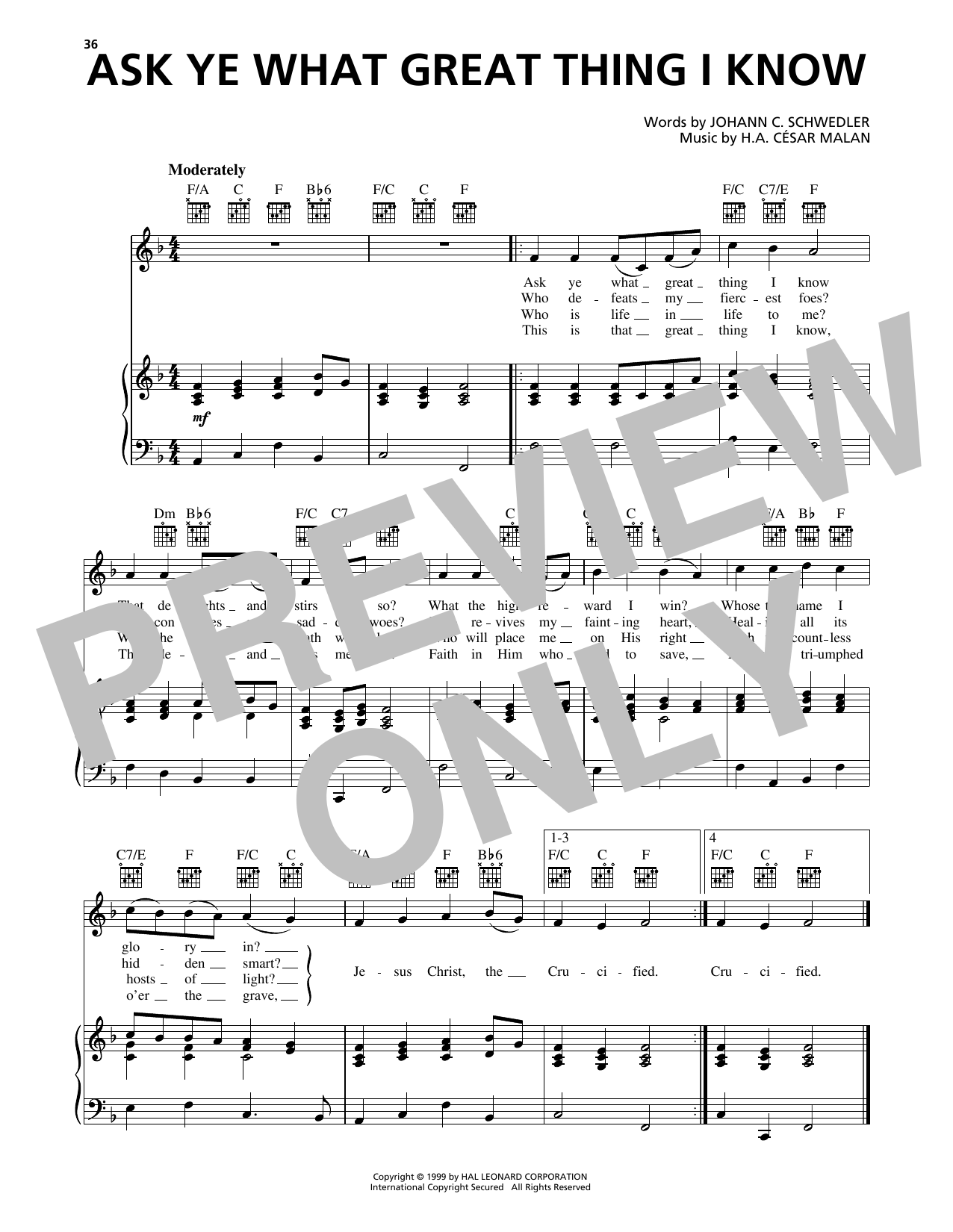 Johann C. Schwedler Ask Ye What Great Thing I Know Sheet Music Notes & Chords for Piano, Vocal & Guitar Chords (Right-Hand Melody) - Download or Print PDF