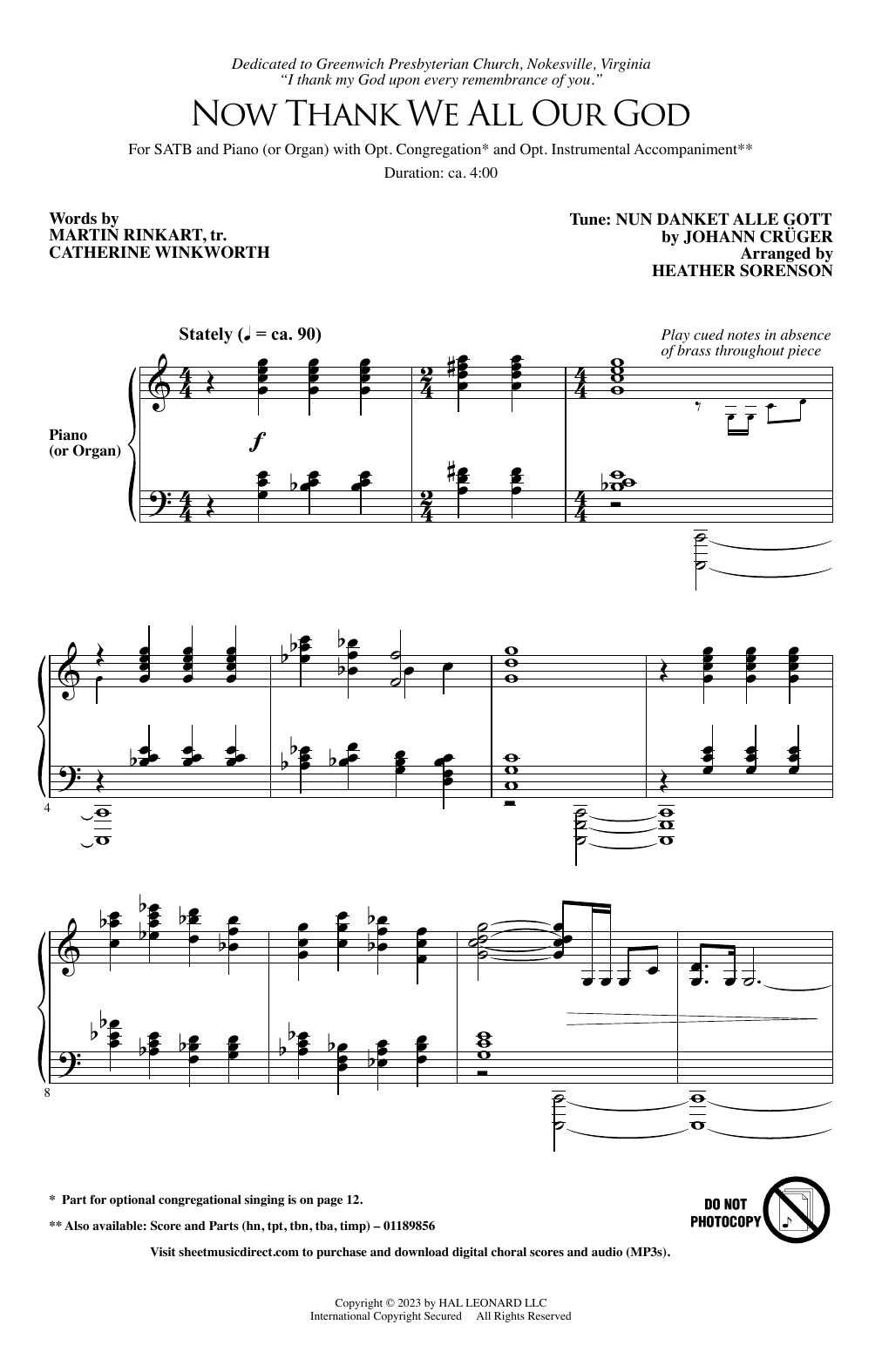 Johann Cruger Now Thank We All Our God (arr. Heather Sorenson) Sheet Music Notes & Chords for SATB Choir - Download or Print PDF