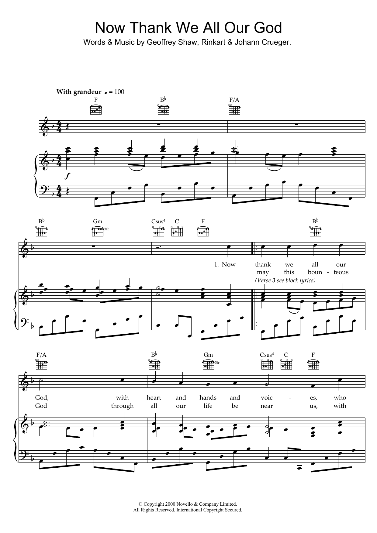 Johann Crüger Now Thank We All Our God Sheet Music Notes & Chords for Educational Piano - Download or Print PDF