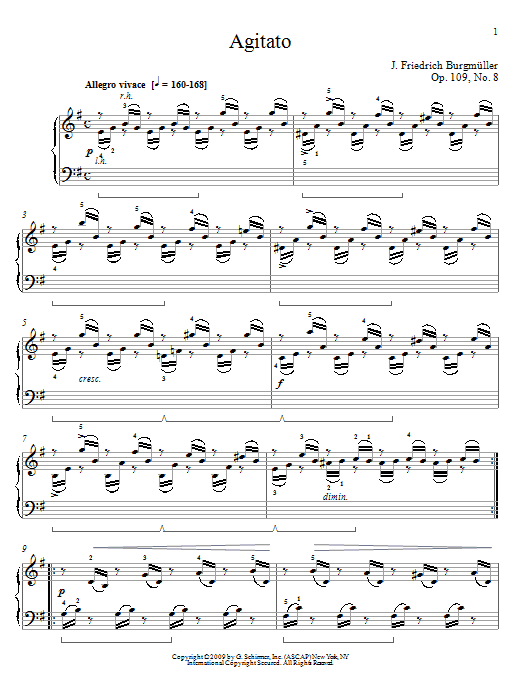 Johann Friedrich Burgmuller Agitato Sheet Music Notes & Chords for Piano - Download or Print PDF