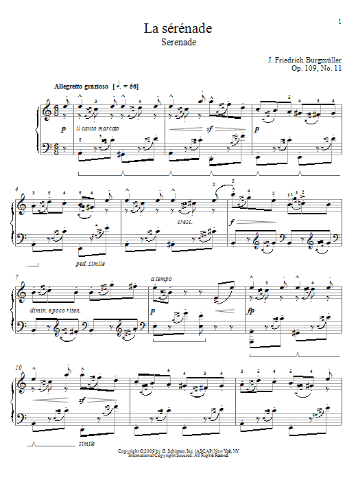 Johann Friedrich Burgmuller Serenade Sheet Music Notes & Chords for Piano - Download or Print PDF
