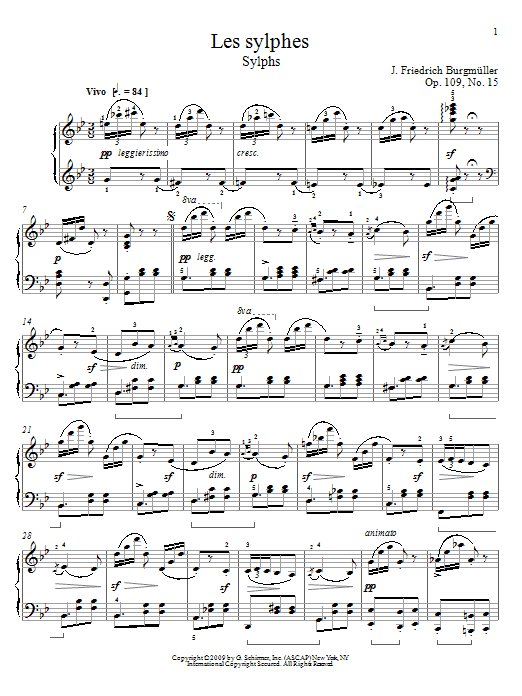 Johann Friedrich Burgmuller Sylphs Sheet Music Notes & Chords for Piano - Download or Print PDF