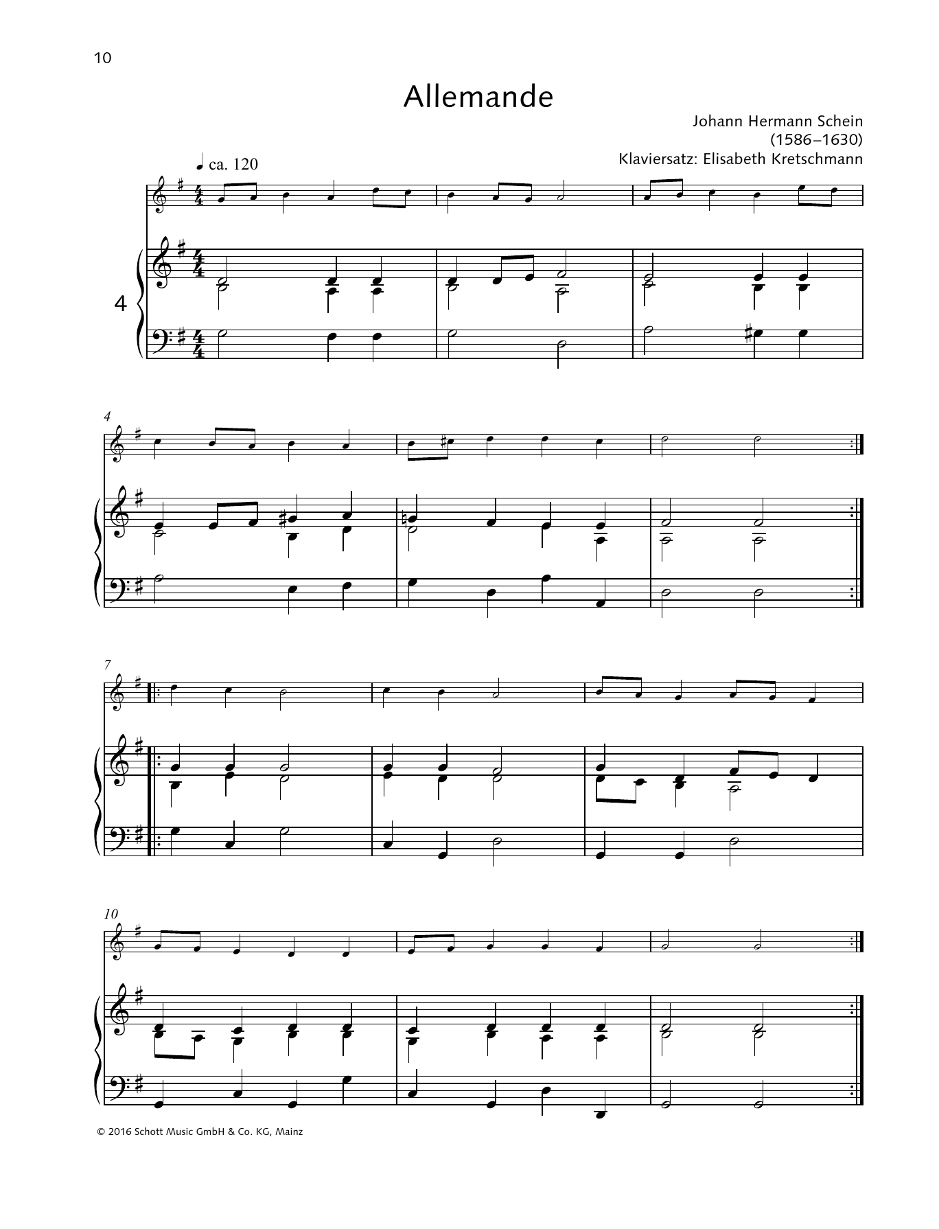 Johann Hermann Schein Allemande Sheet Music Notes & Chords for Woodwind Solo - Download or Print PDF