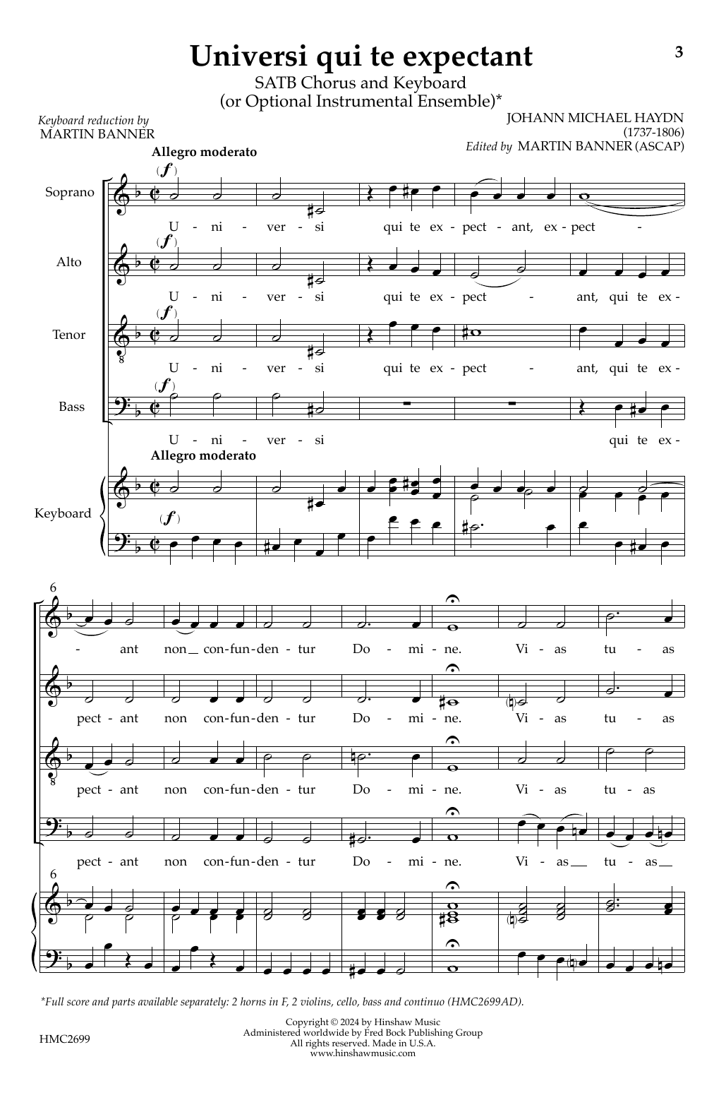 Johann Michael Hayden Universi Qui Te Expectant Sheet Music Notes & Chords for SATB Choir - Download or Print PDF