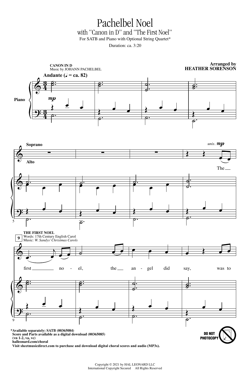 Johann Pachelbel Pachelbel Noel (arr. Heather Sorenson) Sheet Music Notes & Chords for SATB Choir - Download or Print PDF