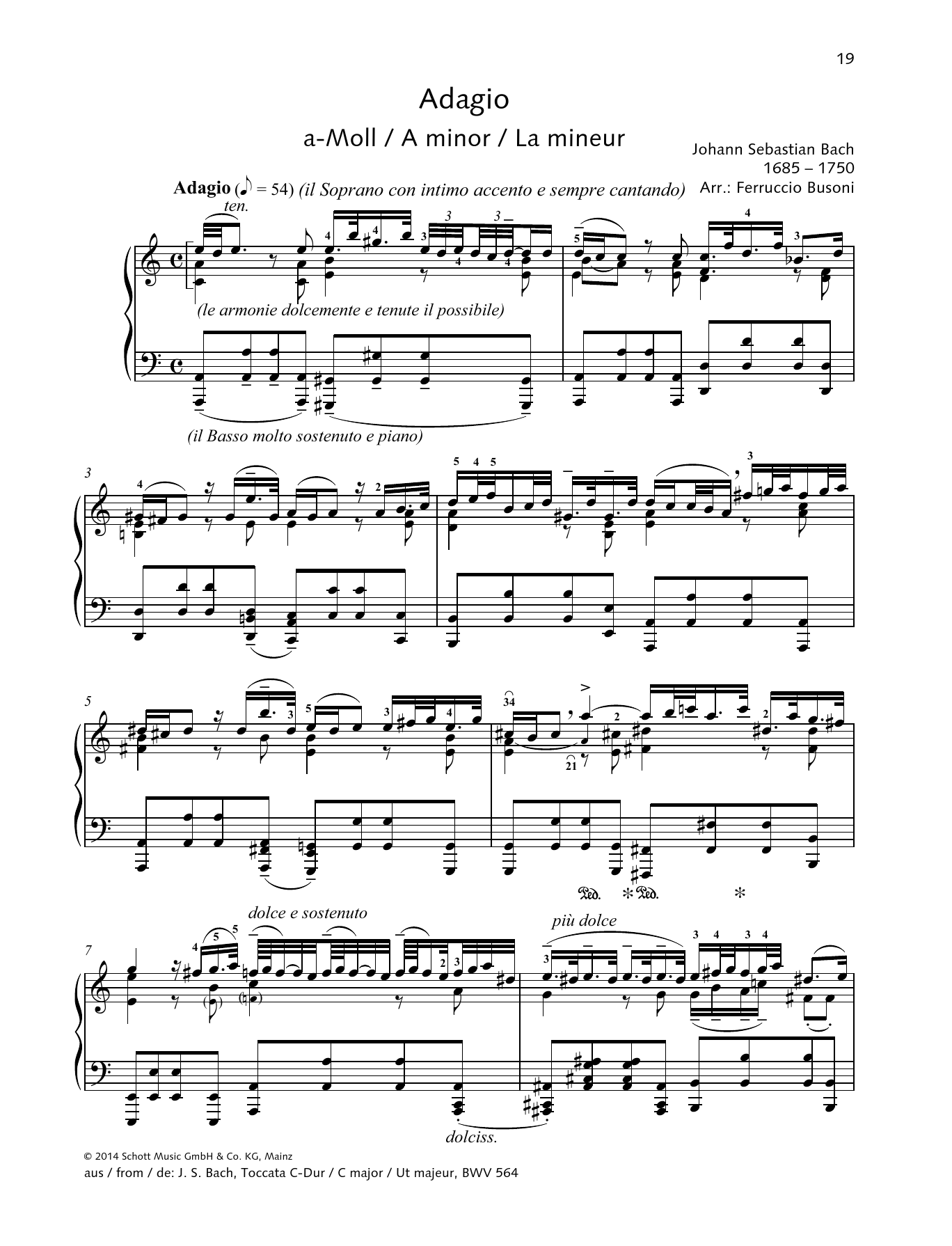 Johann Sebastian Bach Adagio Sheet Music Notes & Chords for Piano Solo - Download or Print PDF