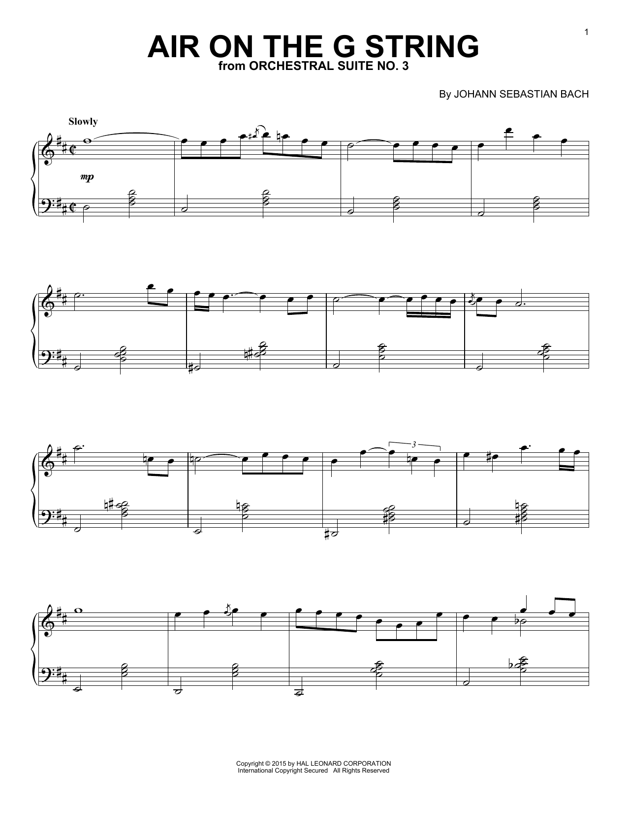 Johann Sebastian Bach Air On The G String [Jazz version] Sheet Music Notes & Chords for Piano - Download or Print PDF