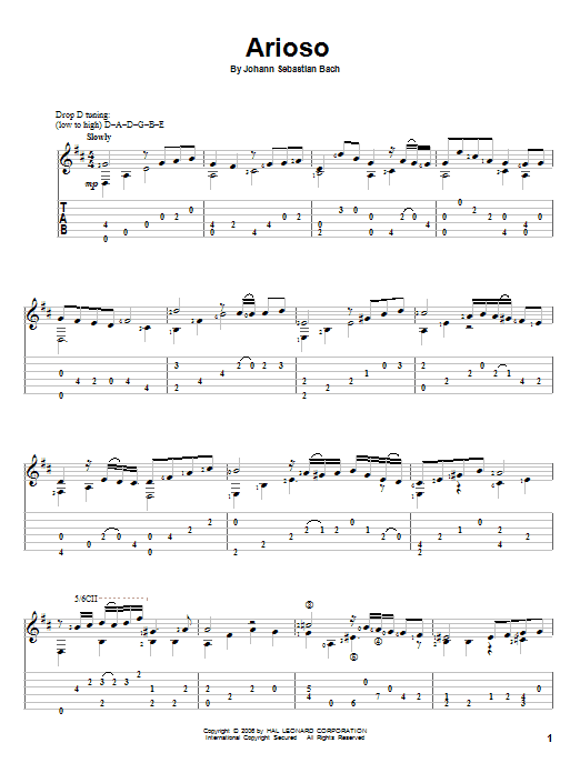 Johann Sebastian Bach Arioso Sheet Music Notes & Chords for Easy Guitar Tab - Download or Print PDF