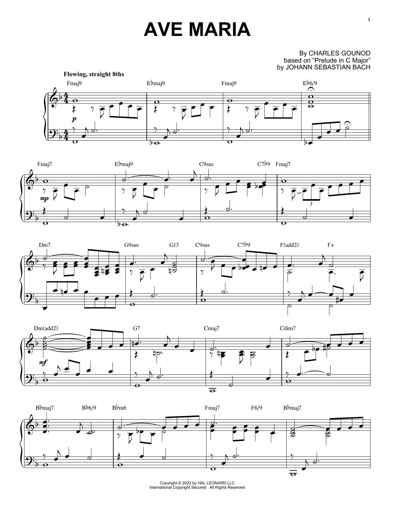Johann Sebastian Bach Ave Maria [Jazz version] (arr. Brent Edstrom) Sheet Music Notes & Chords for Piano Solo - Download or Print PDF