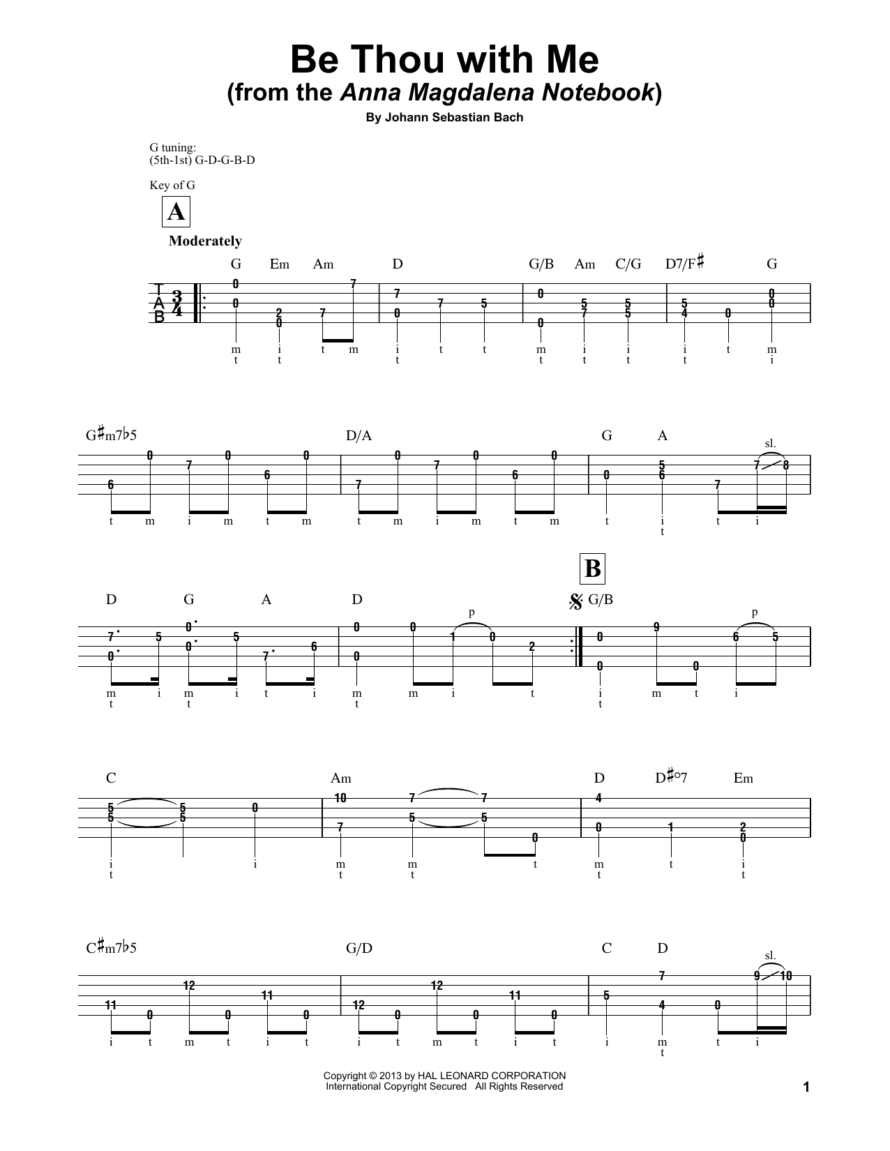 Mark Phillips Be Thou With Me Sheet Music Notes & Chords for Banjo - Download or Print PDF