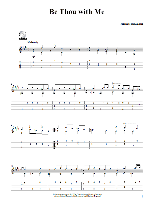 Johann Sebastian Bach Be Thou With Me Sheet Music Notes & Chords for Easy Guitar Tab - Download or Print PDF