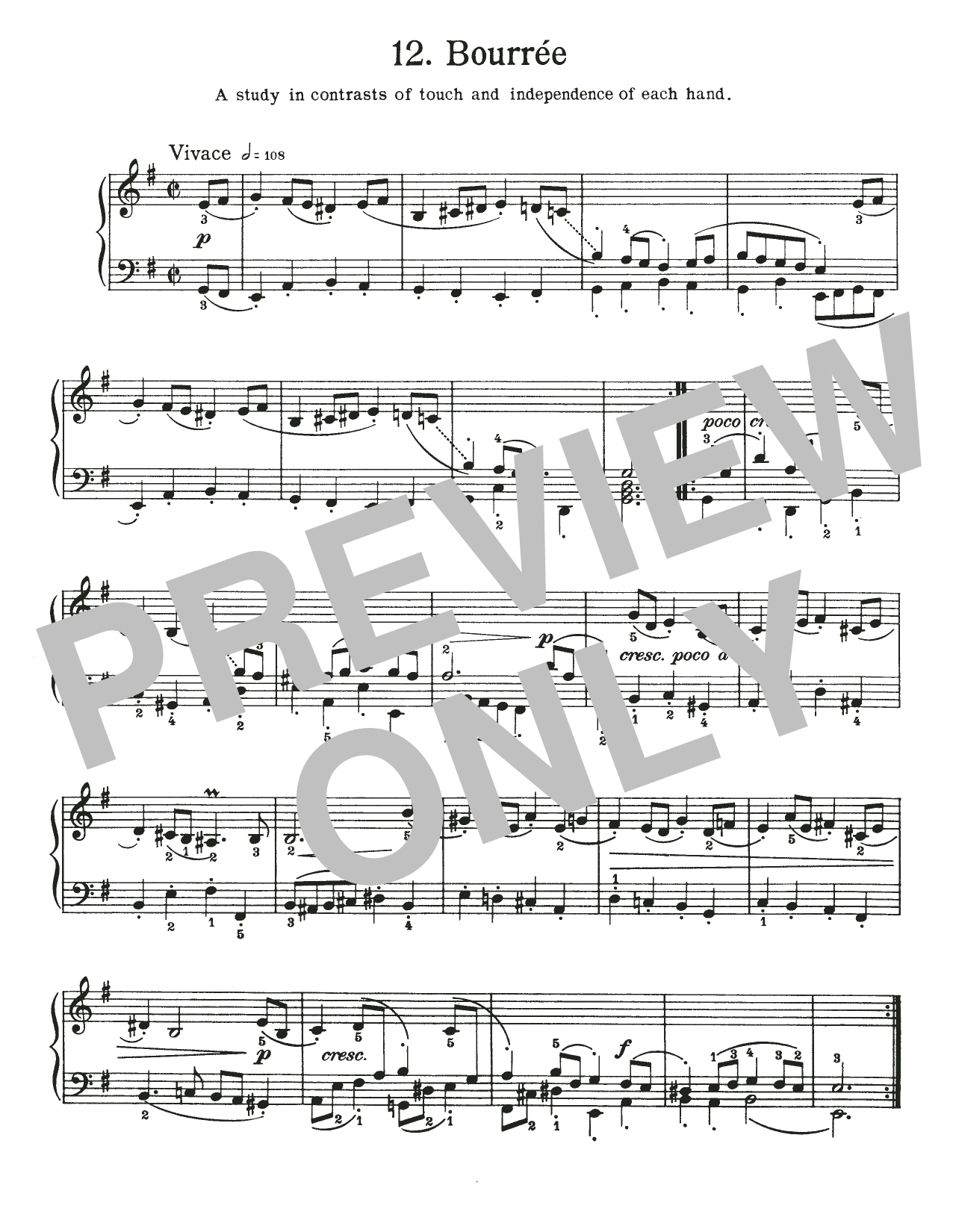 Johann Sebastian Bach Bourree, BWV 996 Sheet Music Notes & Chords for Piano Solo - Download or Print PDF