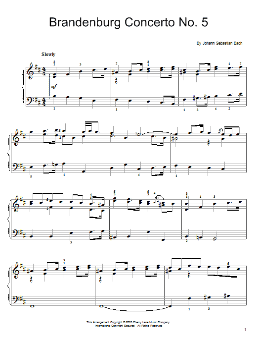 Johann Sebastian Bach Brandenburg Concerto No. 5 Sheet Music Notes & Chords for Cello - Download or Print PDF