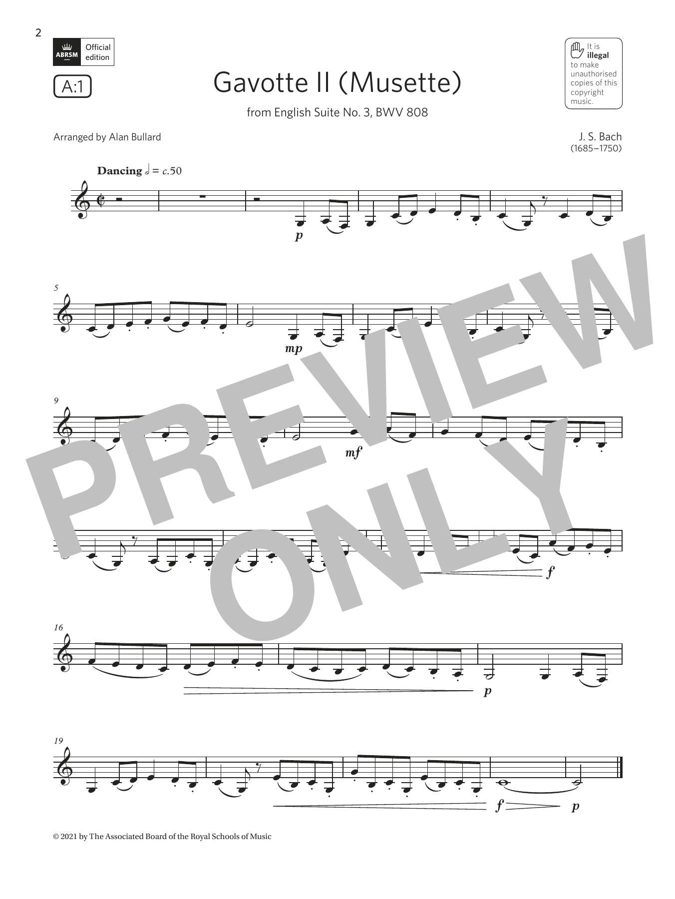 Johann Sebastian Bach Gavotte II (from English Suite No. 3) (Grade 2 List A1 from the ABRSM Clarinet syllabus from 2022) Sheet Music Notes & Chords for Clarinet Solo - Download or Print PDF