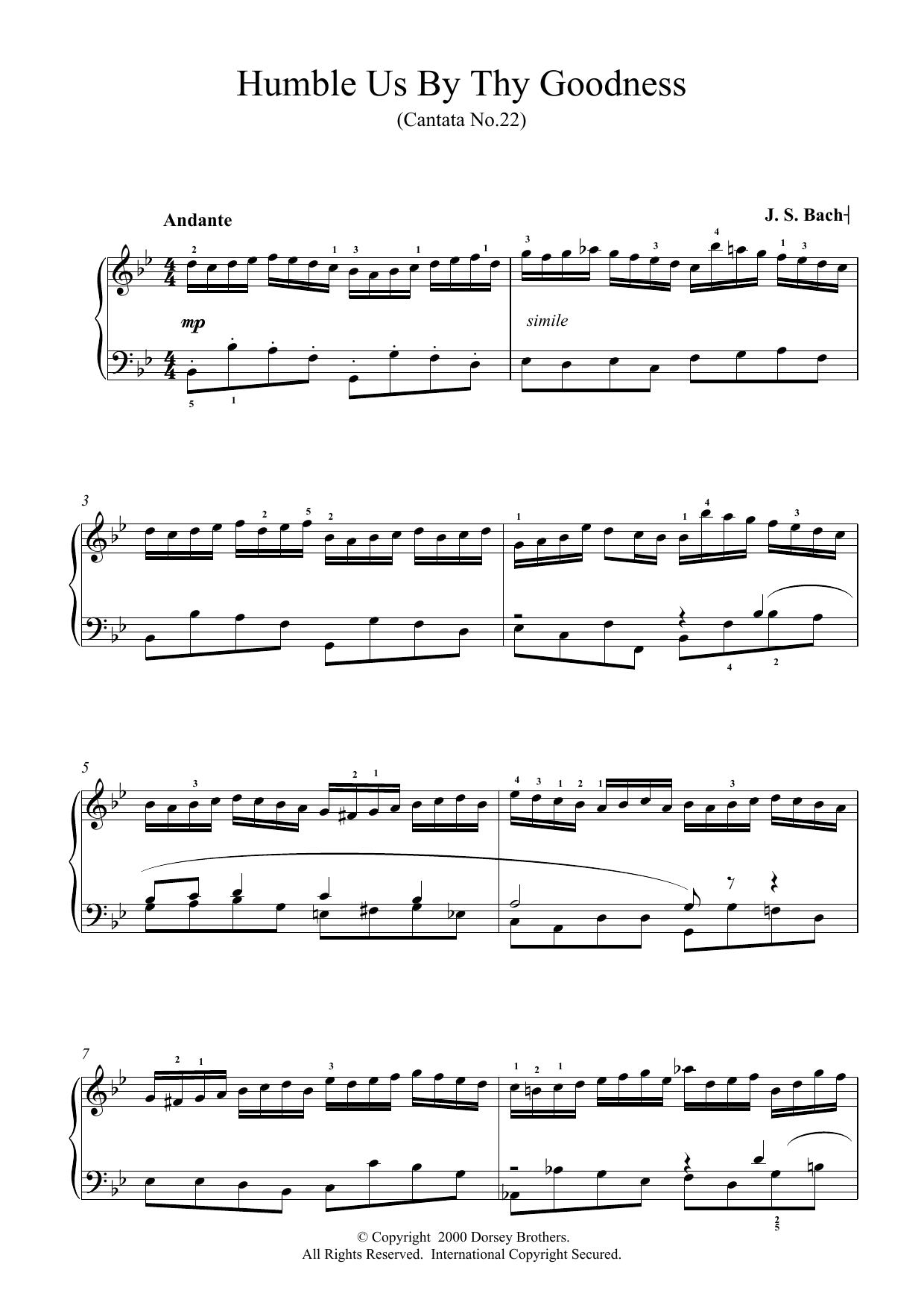 Johann Sebastian Bach Humble Us By Thy Goodness Sheet Music Notes & Chords for Piano - Download or Print PDF