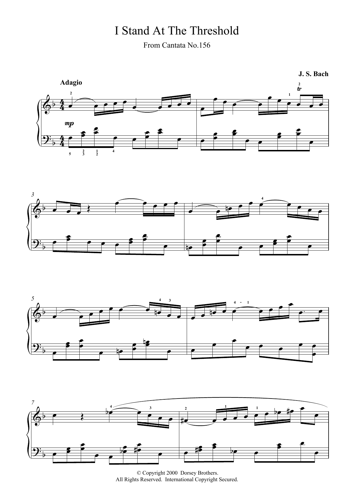 Johann Sebastian Bach I Stand At The Threshold Sheet Music Notes & Chords for Piano - Download or Print PDF