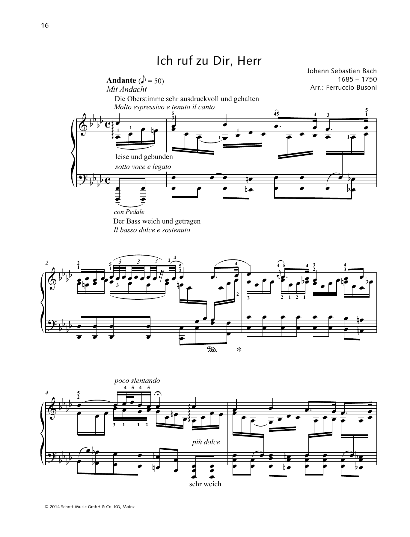 Johann Sebastian Bach Ich ruf zu Dir, Herr Sheet Music Notes & Chords for Piano Solo - Download or Print PDF