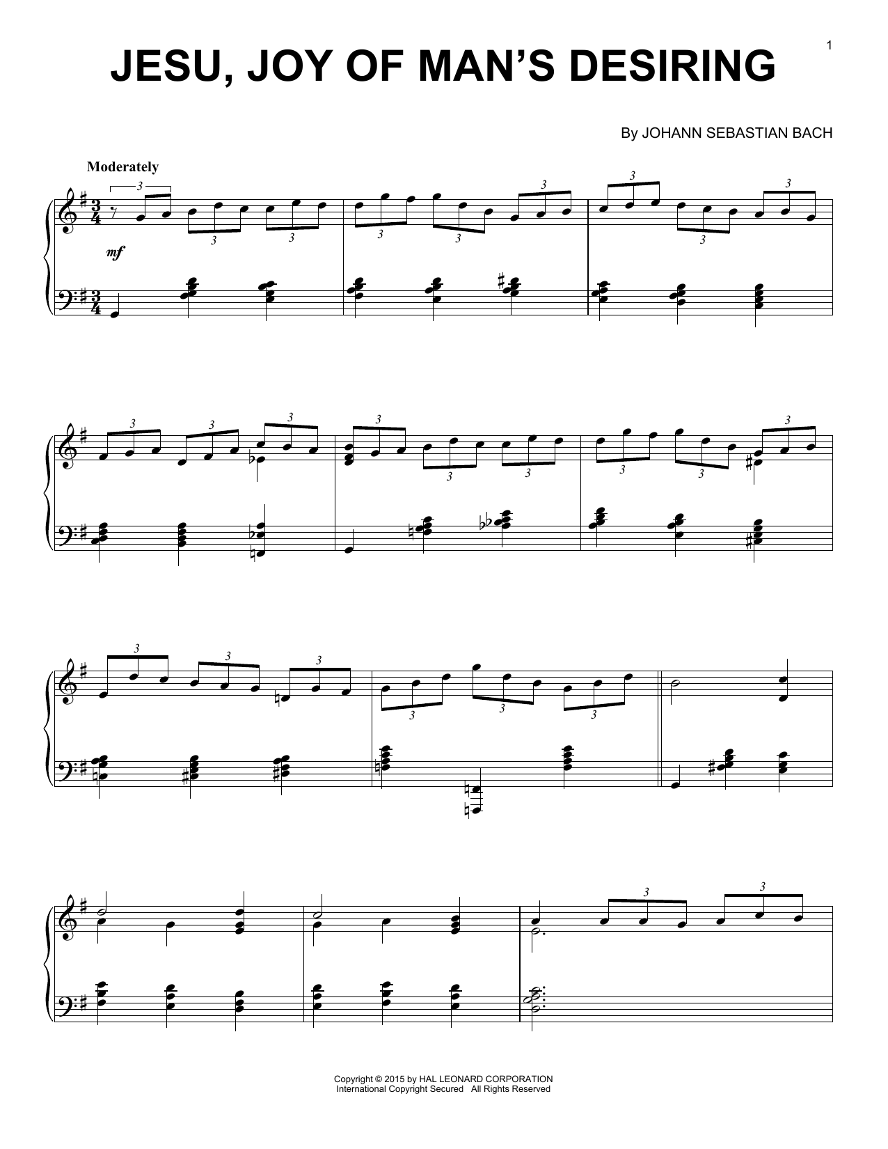 Johann Sebastian Bach Jesu, Joy Of Man's Desiring [Jazz version] Sheet Music Notes & Chords for Piano - Download or Print PDF