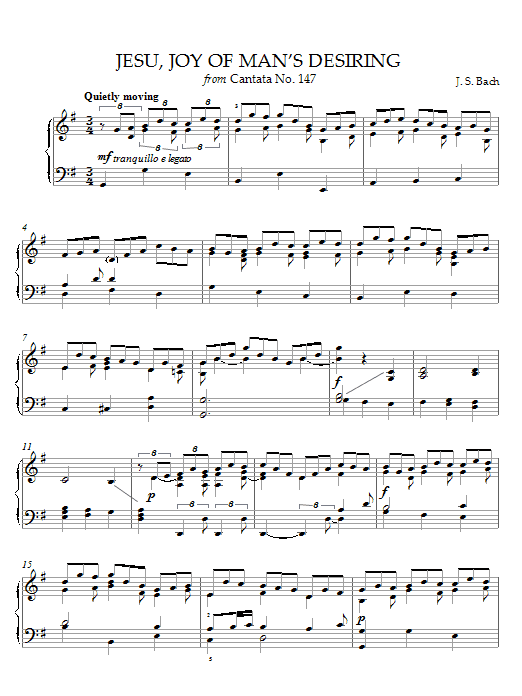 Johann Sebastian Bach Jesu, Joy Of Man's Desiring Sheet Music Notes & Chords for Piano - Download or Print PDF