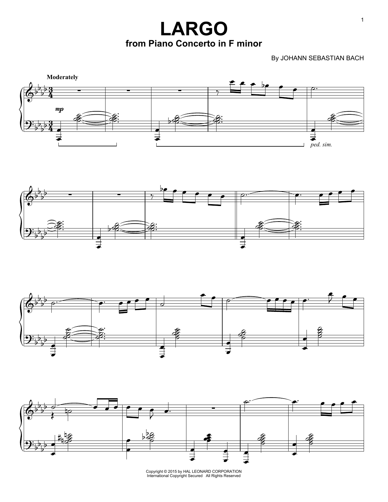 Johann Sebastian Bach Largo [Jazz version] Sheet Music Notes & Chords for Piano - Download or Print PDF