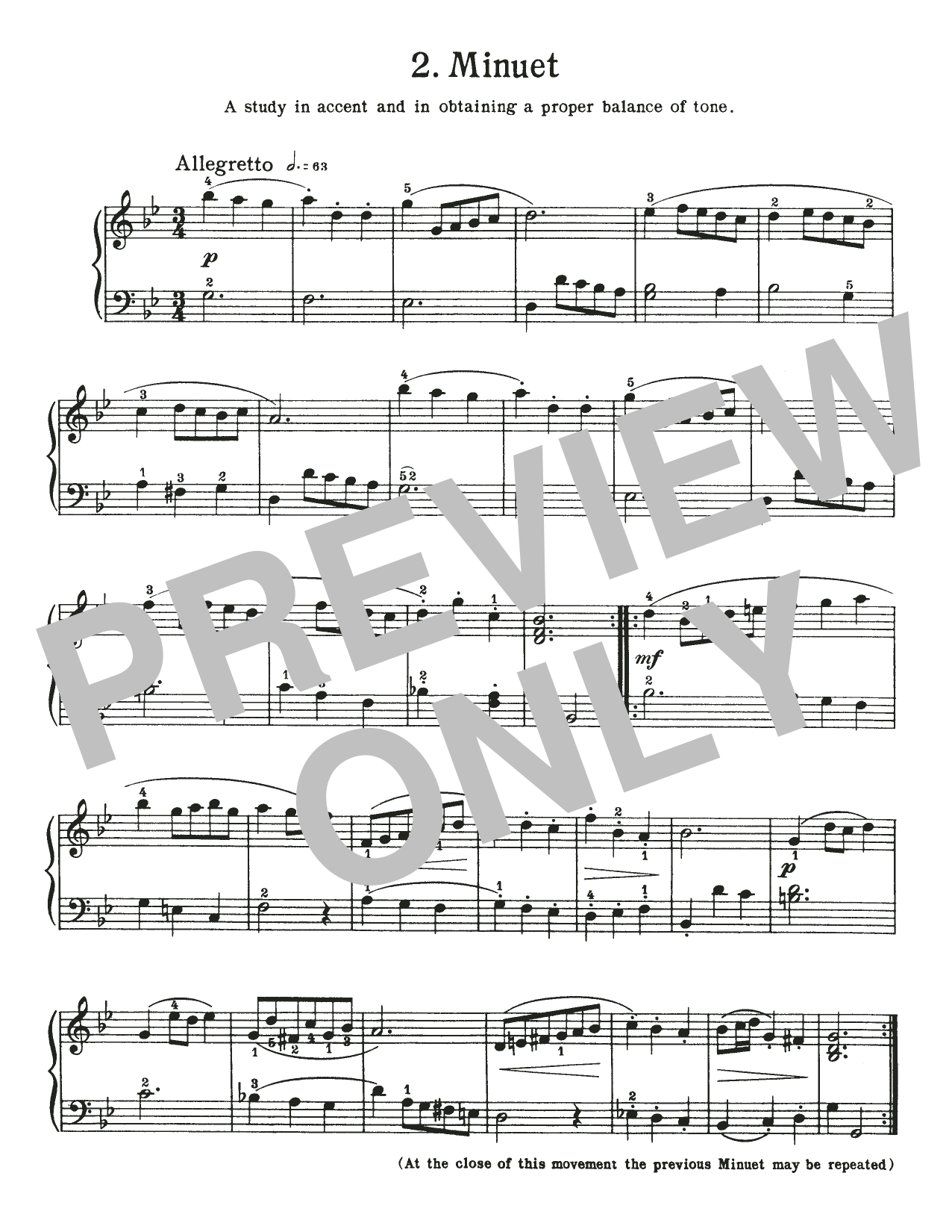 Johann Sebastian Bach Minuet In G Minor, BWV Anh. 115 Sheet Music Notes & Chords for Piano Solo - Download or Print PDF