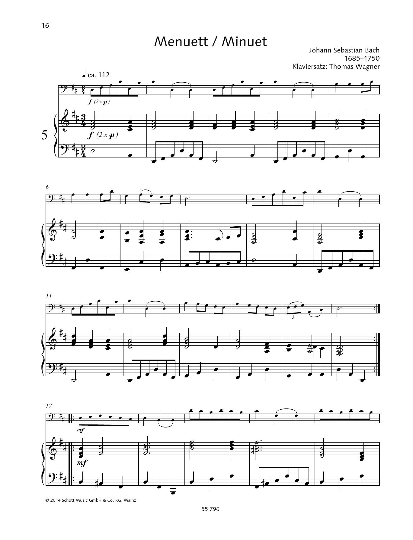 Johann Sebastian Bach Minuet Sheet Music Notes & Chords for String Solo - Download or Print PDF
