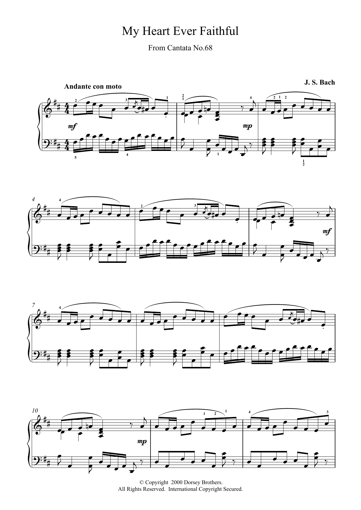 Johann Sebastian Bach My Heart Ever Faithful Sheet Music Notes & Chords for Piano Solo - Download or Print PDF