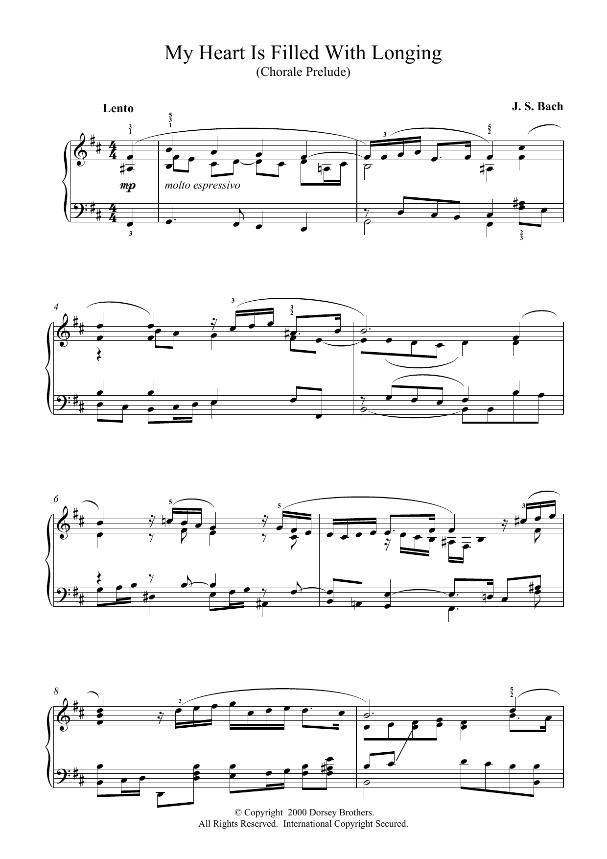 Johann Sebastian Bach My Heart Is Filled With Longing Sheet Music Notes & Chords for Piano - Download or Print PDF