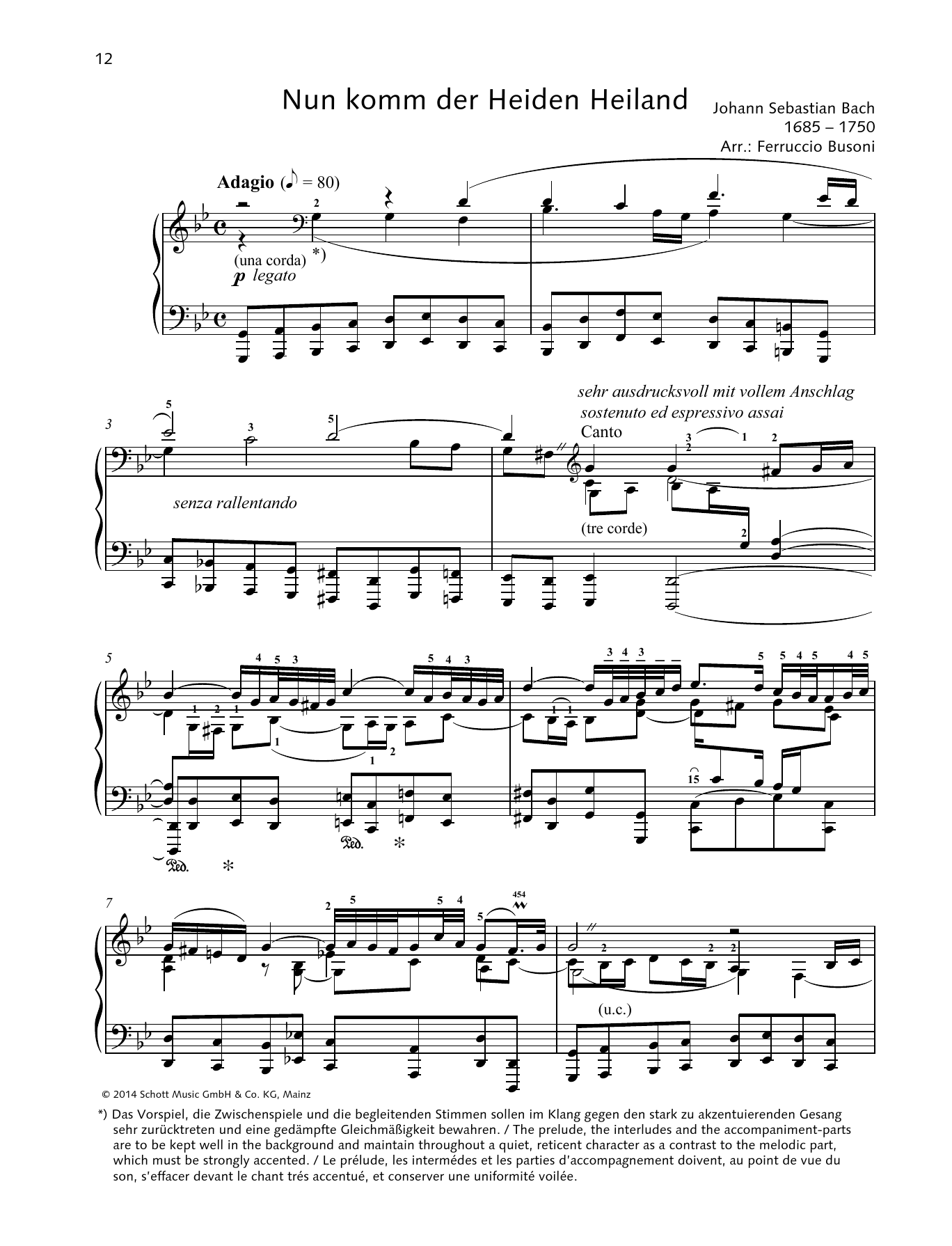 Johann Sebastian Bach Nun komm der Heiden Heiland Sheet Music Notes & Chords for Piano Solo - Download or Print PDF